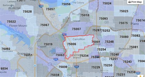 Dallas Texas Zip Code Map