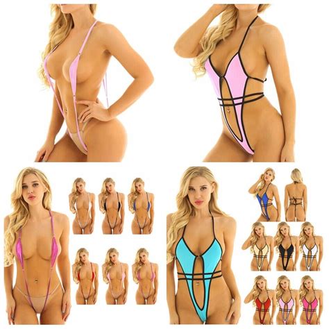 Womens Teeny Weeny Sling Shot Lingerie Micro Bikini Set Swimsuit One