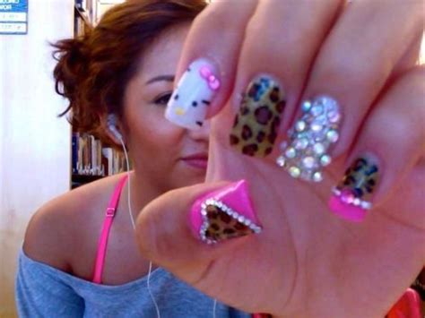 Hello Kitty Nails With Cheetah Print