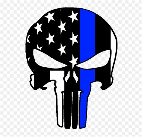 Thin Blue Line Punisher Sticker Punisher Skull Clipart Flyclipart