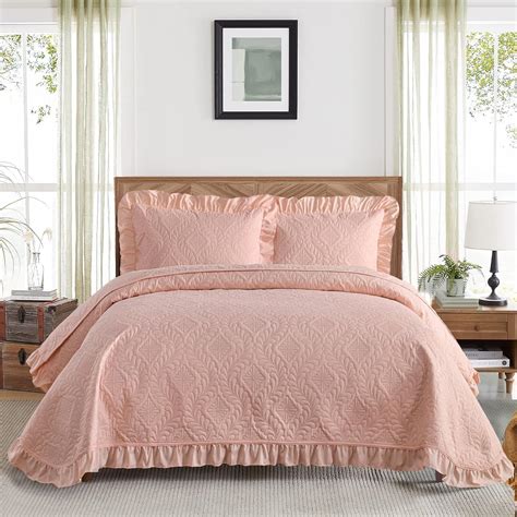 Amazon DJY Blush Pink Queen Quilt Bedding Set Lightweight Soft