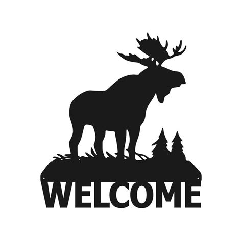 Moose Welcome Sign With Trees Metal Home Decor 14 Ga Cnc Etsy