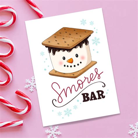 Printable Christmas Smores Sign Winter Decor Print Party Table Decor Holiday Wall Art Smores