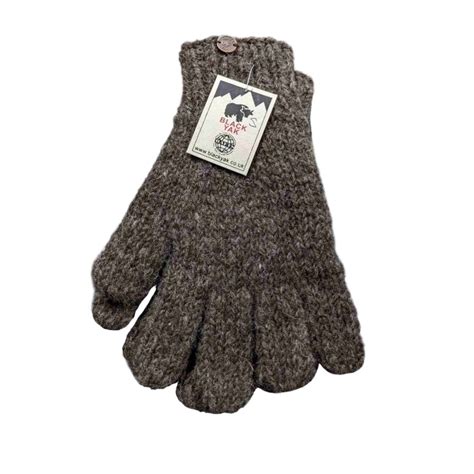 Woolly Gloves Marl Brown 100 Wool Outer Fleece Lined By Black Yak