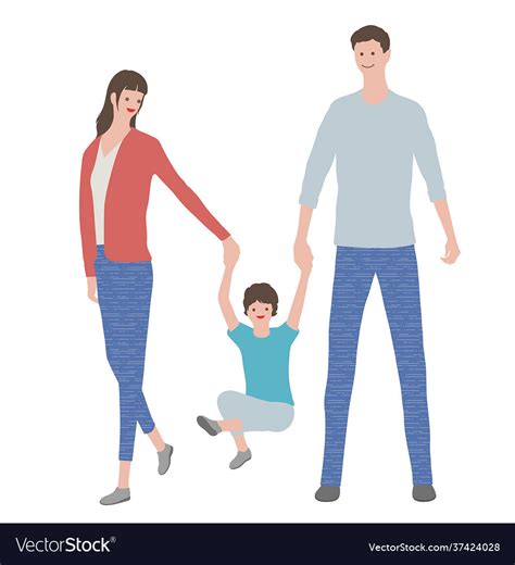 Parents holding hands their child Royalty Free Vector Image