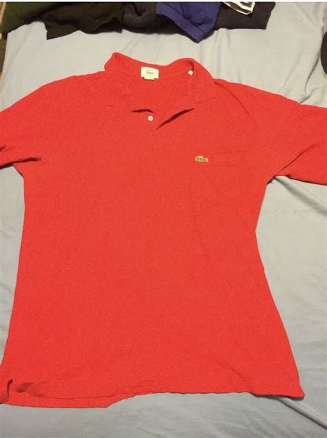 Red Izod Lacoste Embroidered Alligator Logo Polo Shir Gem