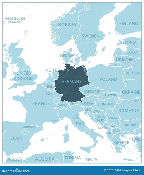 德国蓝地图，附邻国名称 库存例证 插画 包括有 德语 打印 例证 国界的 地球 背包 发运 282613420