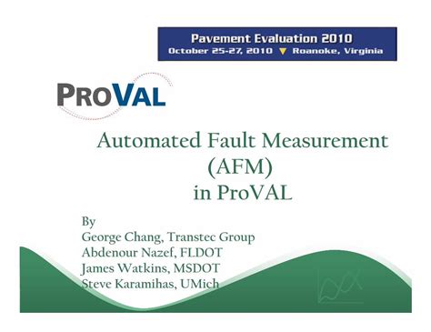 Pdf Automated Fault Measurement Afm In Proval · James Watkins