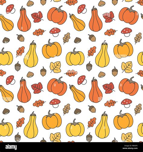 Cute Fall Autumn Seamless Vector Pattern Background Illustration With