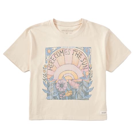 Women S Here Comes The Sun Hippie Boxy Crusher Tee Life Is Good