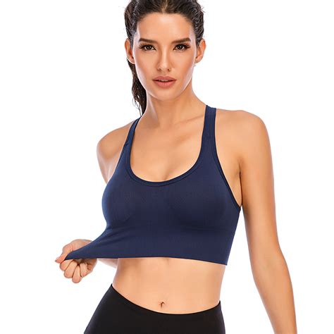 New Womens Seamless Sports Bras High Impact Running Crop Tops Padded Yoga Bra Us Ebay