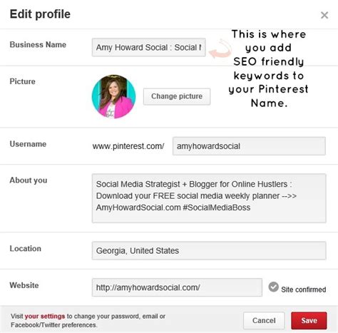 How To Write The Perfect Pinterest Bio Free Checklist Amy Howard Social