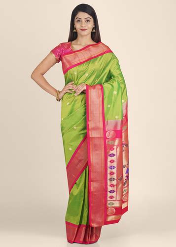 Casual Wear Rich Green Semi Silk Paithani Saree At Best Price In Pune