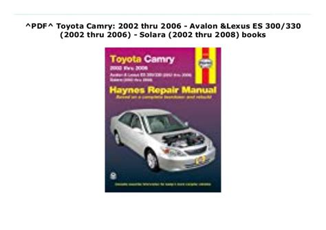 Toyota Camry 2006 Manual Pdf Free Download - energych