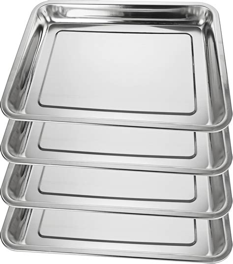 VIDETOL Stainless Steel Baking Tray Set Of 4 Large Professional Deep