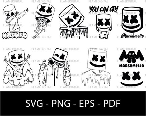 Dj Marshmello Svg Marshmello Dabbing Svg Marshmello Face Instant