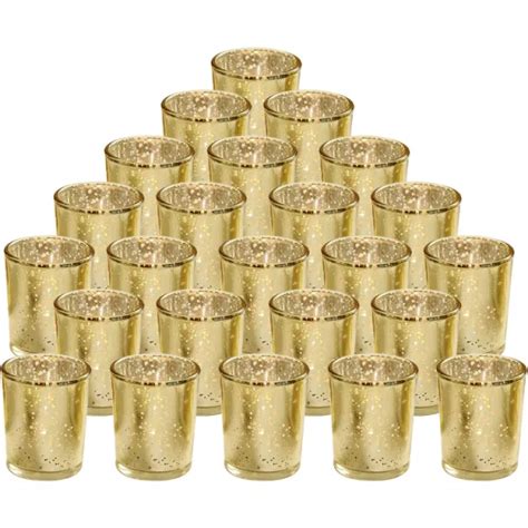 Dropship 24pcs Gold Votive Tealights Candle Holders Mercury Glass