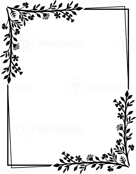 Ilustração De Png Preto E Branco De Moldura Floral 8505925 Png