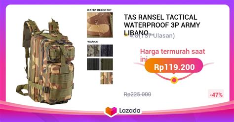 Tas Ransel Tactical Waterproof P Army Libanon Backpack Fk