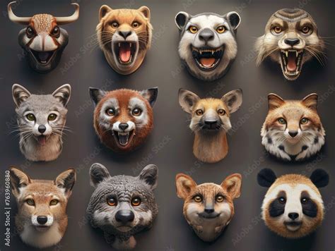 Animal Expressions Render a variety of animals with expressive faces ...