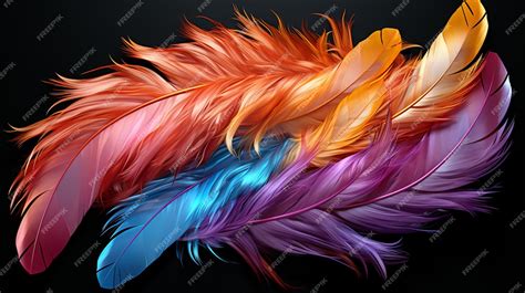 Premium Ai Image Arafed Feathers On A Black Background With A Black