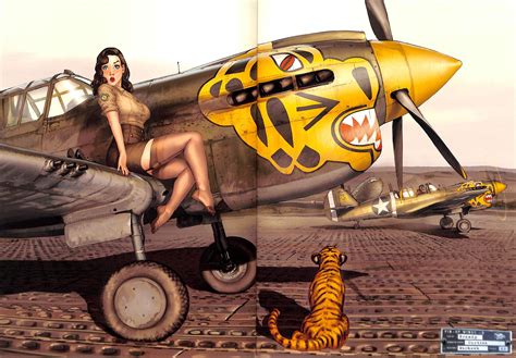 Rule 34 Nose Art P 40 Warhawk Pinup Romain Hugault Stockings Tiger 6254020