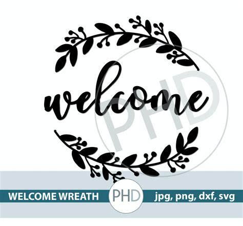 WELCOME WREATH-print and cut files-jpg png svg dxf | Etsy