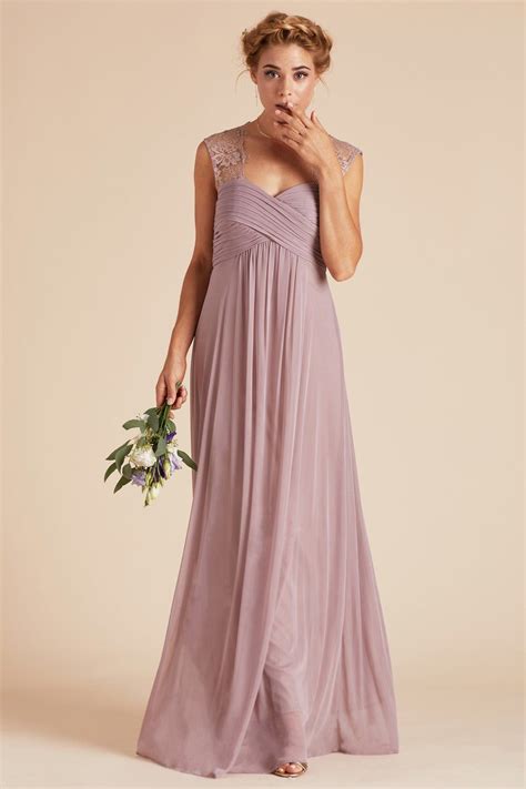 Mary Bridesmaid Dress By Birdy Grey In Mauve Vintage Style Lace Empire