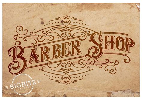 Barber Shop Vintage Sign Stencil 101 Bigbite Studio Print Transfers