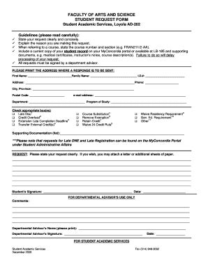 Fillable Online Cmll Concordia Student Request Form Concordia