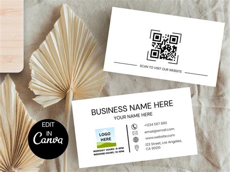 Business Card Template QR Code, Printable Business Card Template, DIY ...