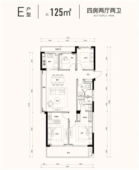 滨江蝶翠迎宾府高层e户型图125方4室2厅2卫 杭州看房网