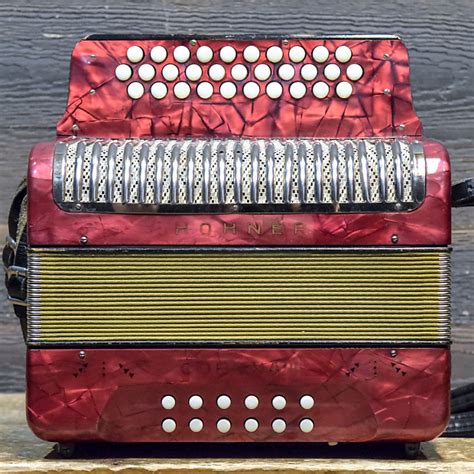 Hohner Corona Ii 3 Row 12 Bass 31 Button A D G Red Diatonic Reverb