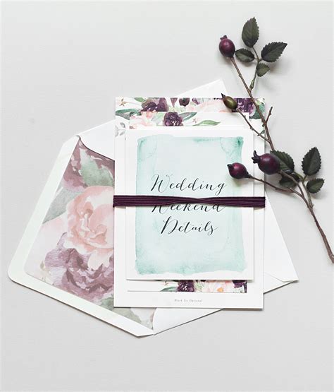 New York City Inspired Floral Watercolor Wedding Invitations