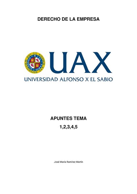 Apuntes Tema Derecho De La Empresa Derecho De La Empresa