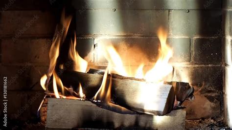 Burning fireplace, the flames. Stock Video | Adobe Stock