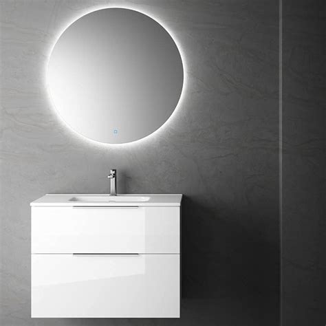 Conjunto Mueble De Lavabo Comet Suspendido Blanco Brillo Tirador Cromo