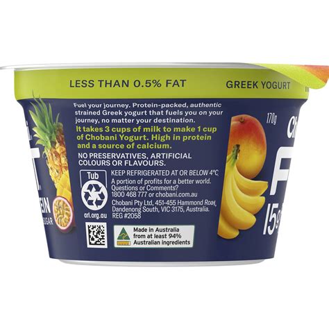 Chobani Fit Tropical High Protein Greek Yogurt 170g Woolworths