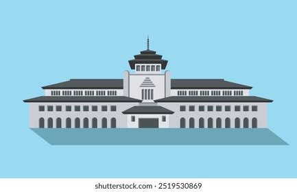 Gedung Sate Iconic Landmarks Building Bandung Stock Vector Royalty