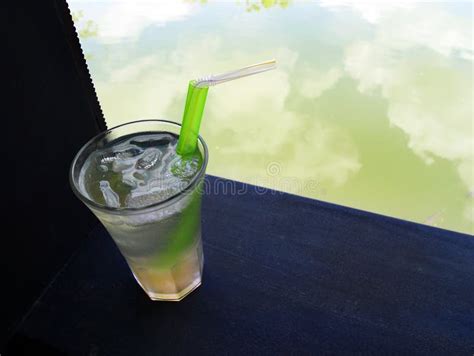 Cool Iced Lemongrass Drink Beside Resort Garden Po Stock Image Image