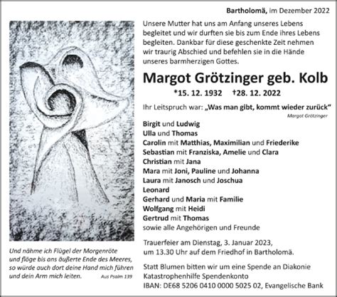 Traueranzeigen Von Margot Gr Tzinger Schwaebische De Trauerportal