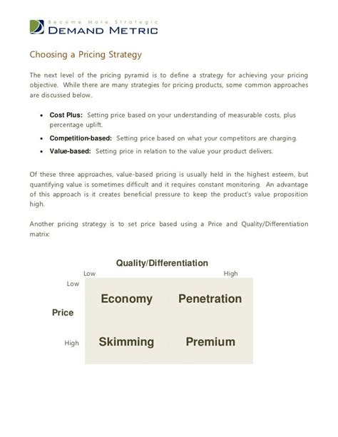 Pricing Strategy Worksheet