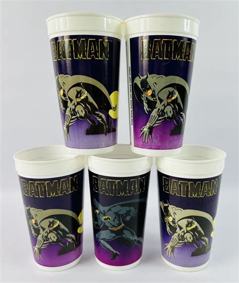 Lot Of 5 Vintage 1989 Taco Bell Batman The Movie Promotional Cups Ebay