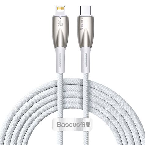 USB C Cable For Lightning Baseus Glimmer Series 20W 2m White