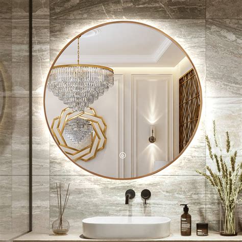 TheiaMo 24" Led Backlit Bathroom Vanity Mirror, Round Gold for sale ...