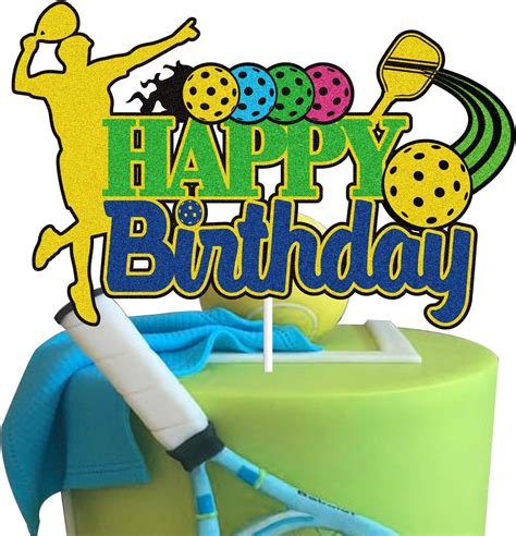 Amazon Pickleball Happy Birthday Cake Topper Glitter Lets Rally