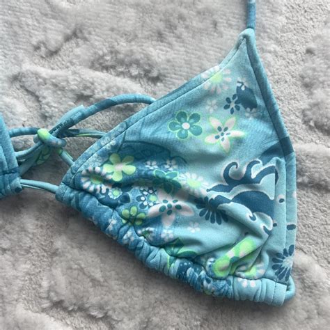Vintage Y2K Retro Blue Bikini Set Top No Depop