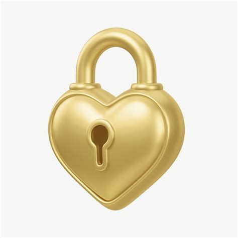 Golden Heart Padlock 3D Valentine S Premium PSD Rawpixel