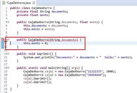 Definición de constantes en Java mediante la palabra clave final