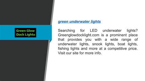 Green Underwater Lights Greenglowdocklight By Green Glow Dock